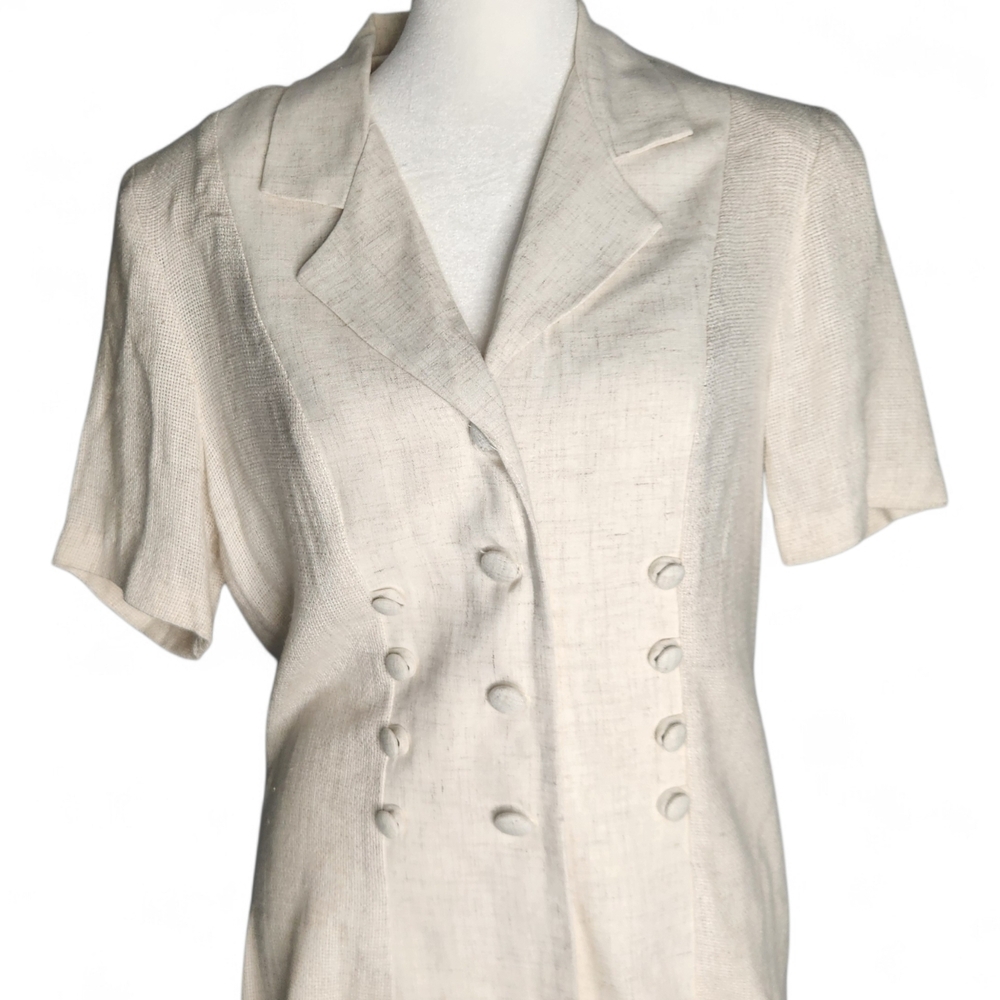 Stuart Alan Vintage Linen Blend‎ Light Beige Blazer 10 USA Neutral Minimalist